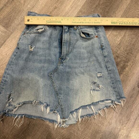 Zara Woman Distressed Light Wash Denim Skirt Size US 5 - Picture 7 of 12